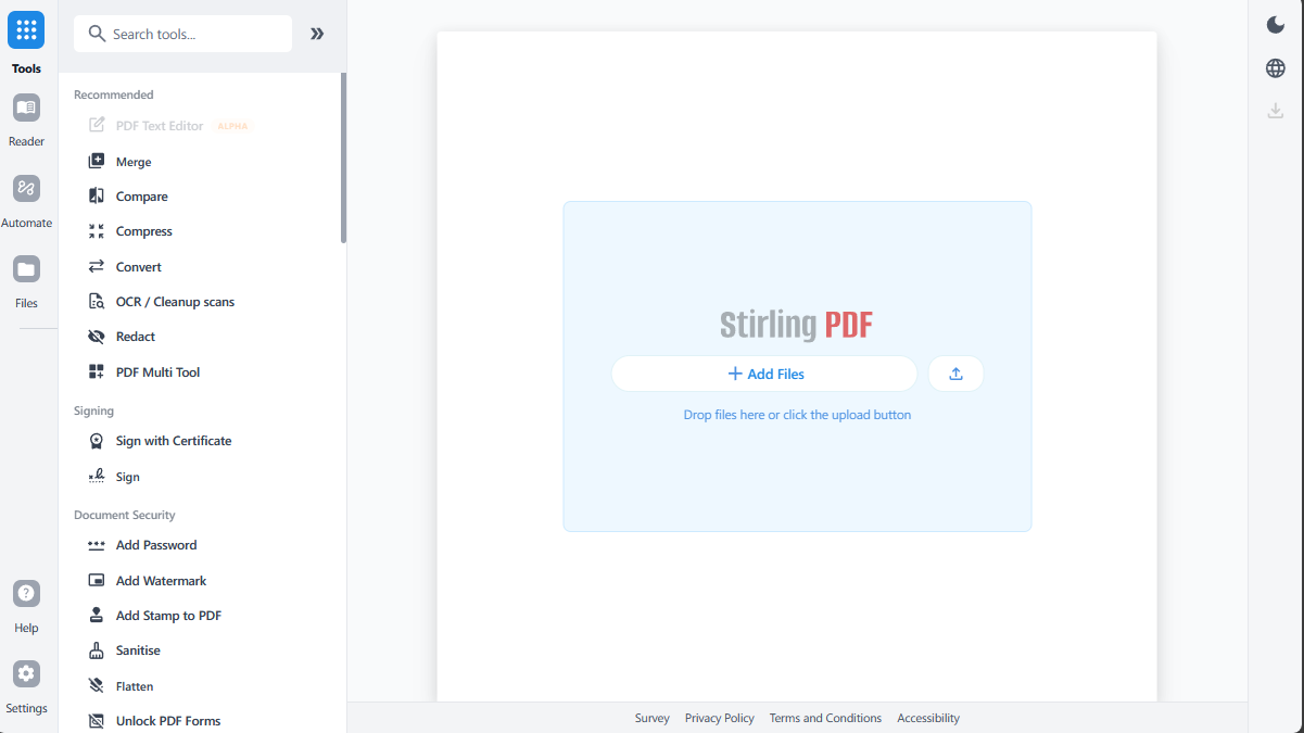 Stirling PDF - Dashboard