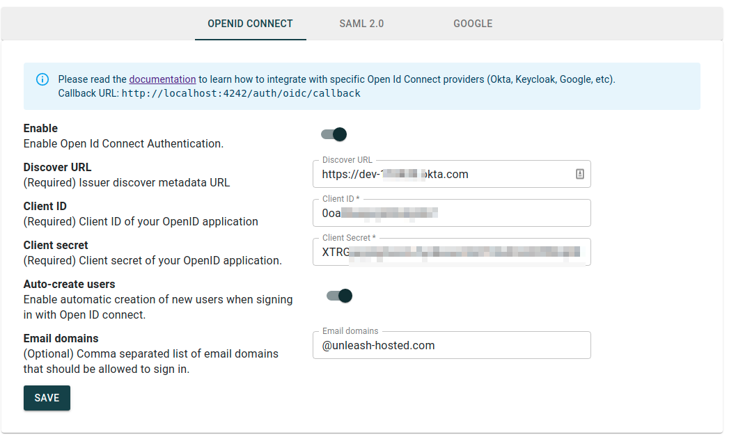 Unleash: Configure OpenID Connect